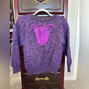 Wool Purple Embellished Women's Sweater